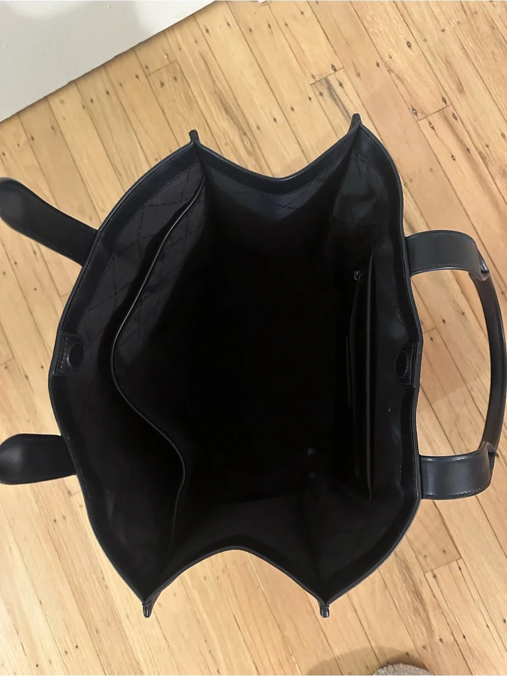 MICHAEL KORS Black Embossed Logo Leather Tote